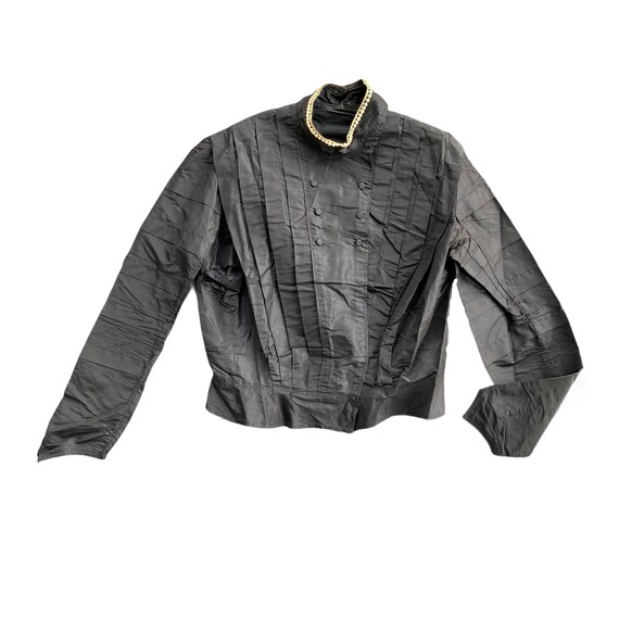 Victorian Black Shirtwaist Blouse with White Neckl