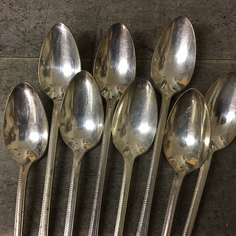 Set of 8 Vintage Silverplate Iced Tea Spoons