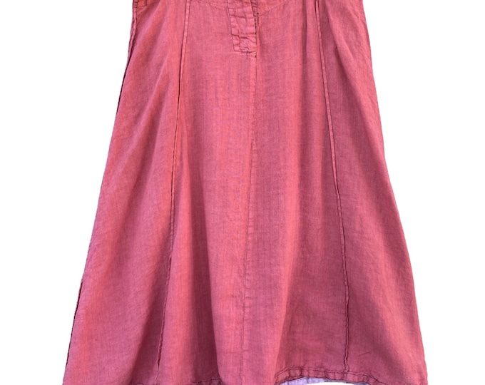 Cynthia Ashby Vintage A-Line Skirt -L- Pink Linen