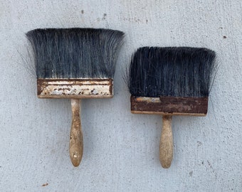 Pair of Large Vintage Used House-painting Brushes