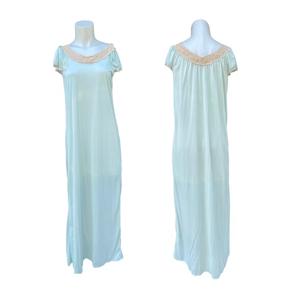 Vintage Mint Green Kayser Long Nightgown With Lace Trim - Etsy