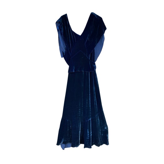 Vintage 1930s Blue Velvet Dress