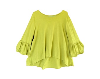 Pacific Cotton Bell Sleeve Pullover -M- Lime Green