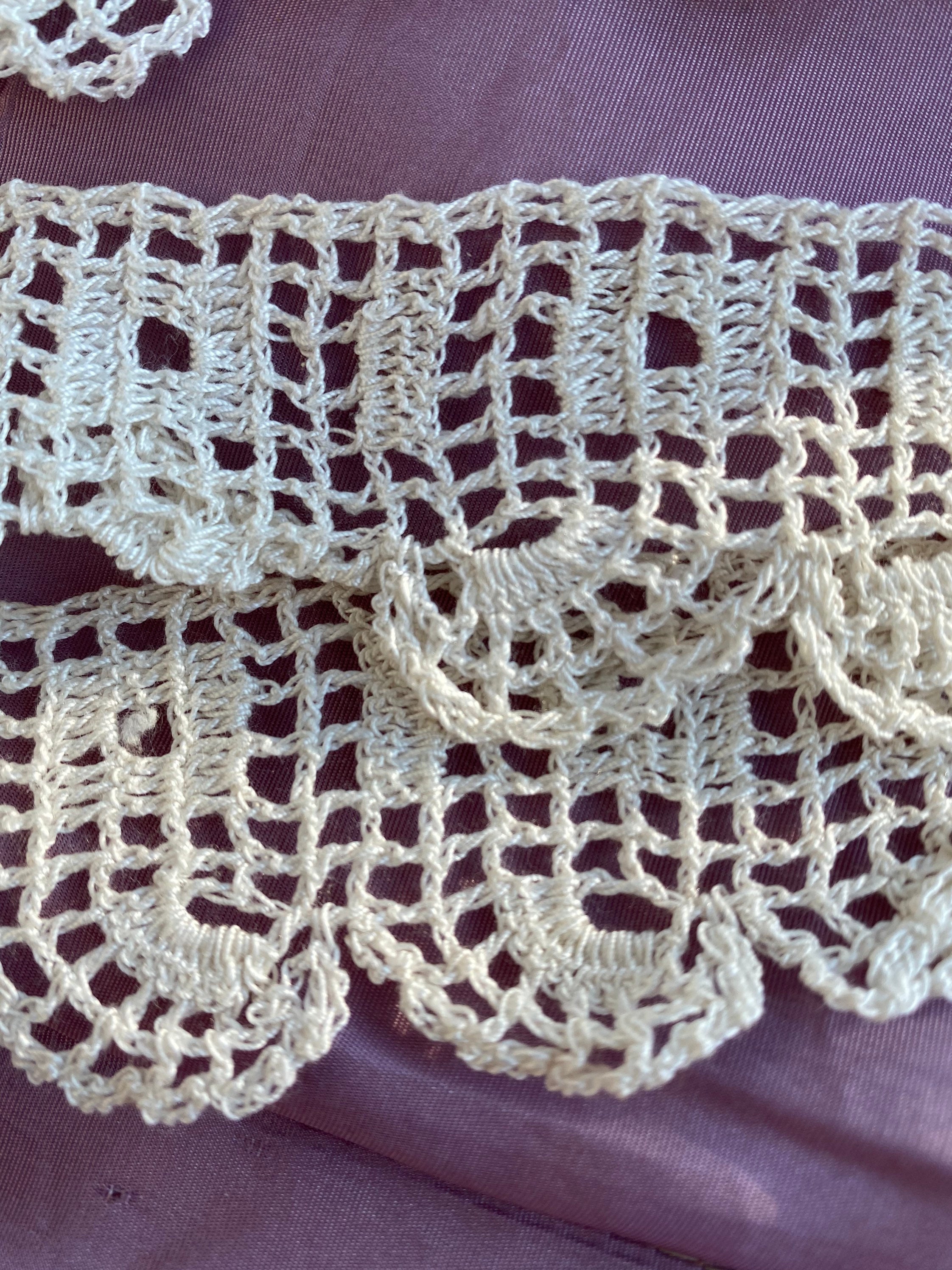 Vintage Ivory Cotton Crocheted Trim 2 Pieces 36” x 1.5”