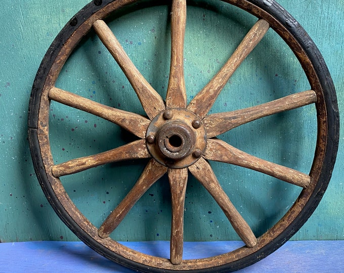 Vintage Wooden-Spoke Cart Wheel 12"