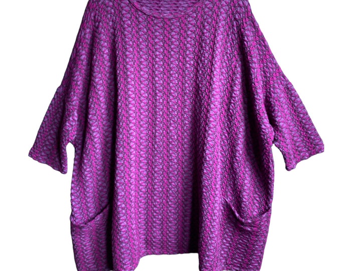 Cut Loose Pullover Tunic -OS- Magenta/Purple Cotton/Viscose Stretch NWT