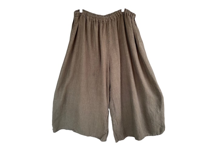 Sarah Clemens Wide-Leg Crop Pant -XL- Moss Green Heavy Weight Linen