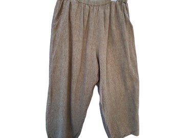 FLAX Transitional 2005 Flood Pants -1G- Yarn-Dyed Green/Brown Willow Linen