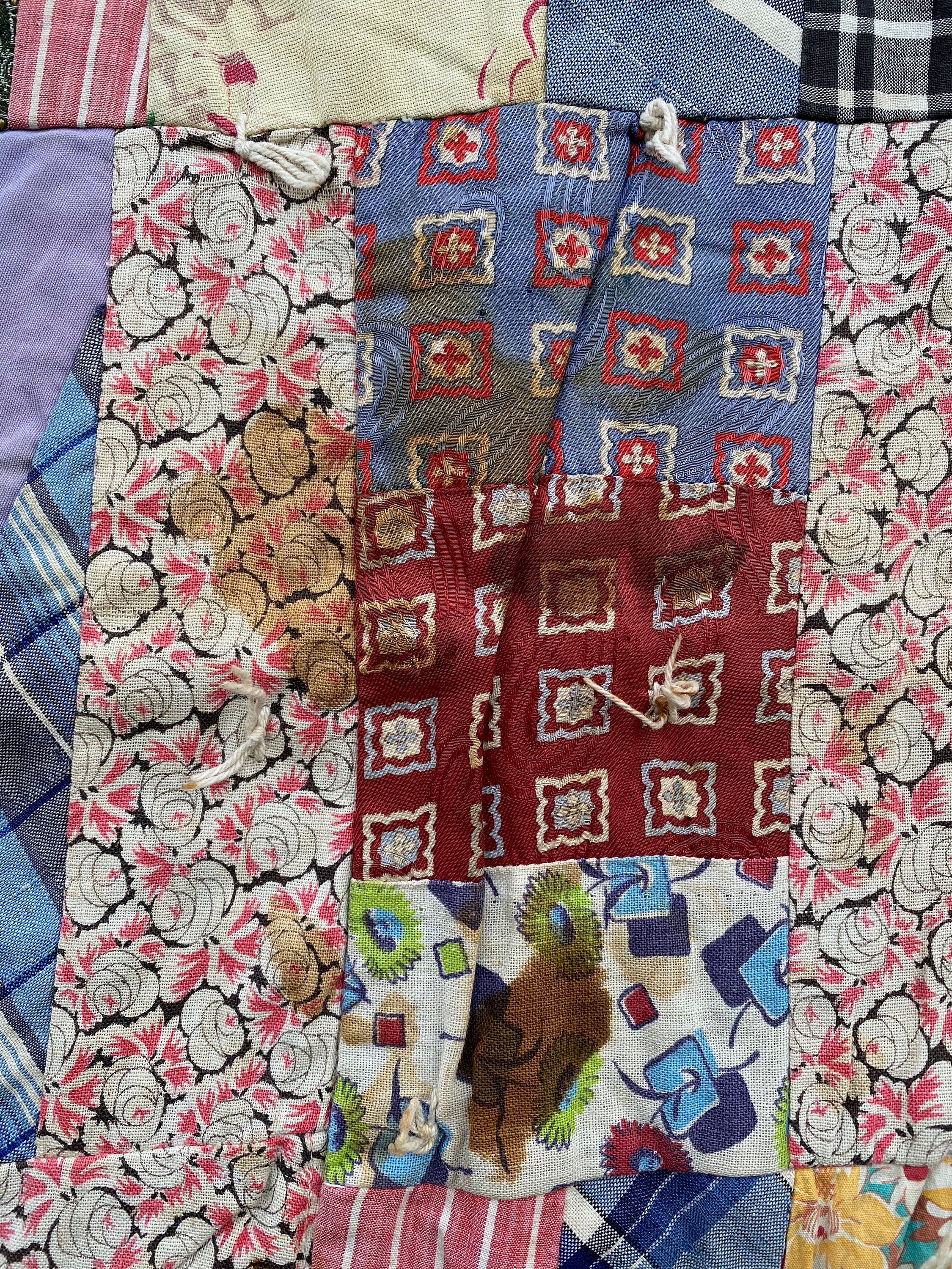 Colorful Vintage Tied Quilt 76 x 70