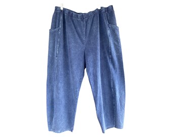 Jess & Jane Pocket Pant -2X- Distressed Blue Cotton NWT