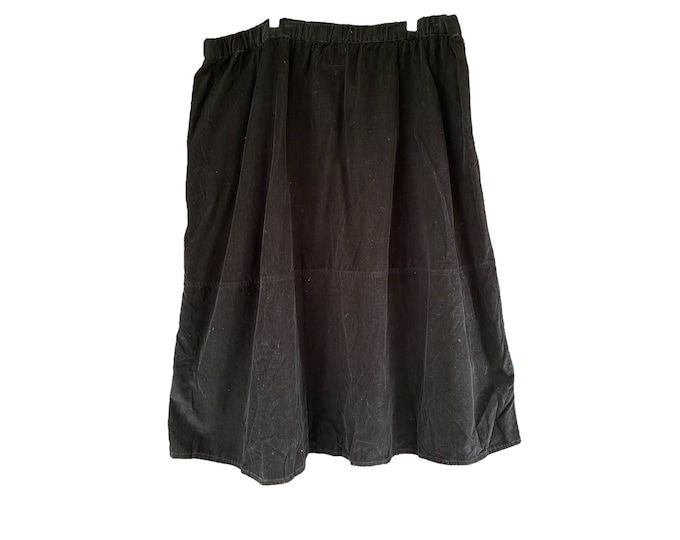 FLAX A-Line Skirt with Altered Waist -L+ Black Cotton Corduroy