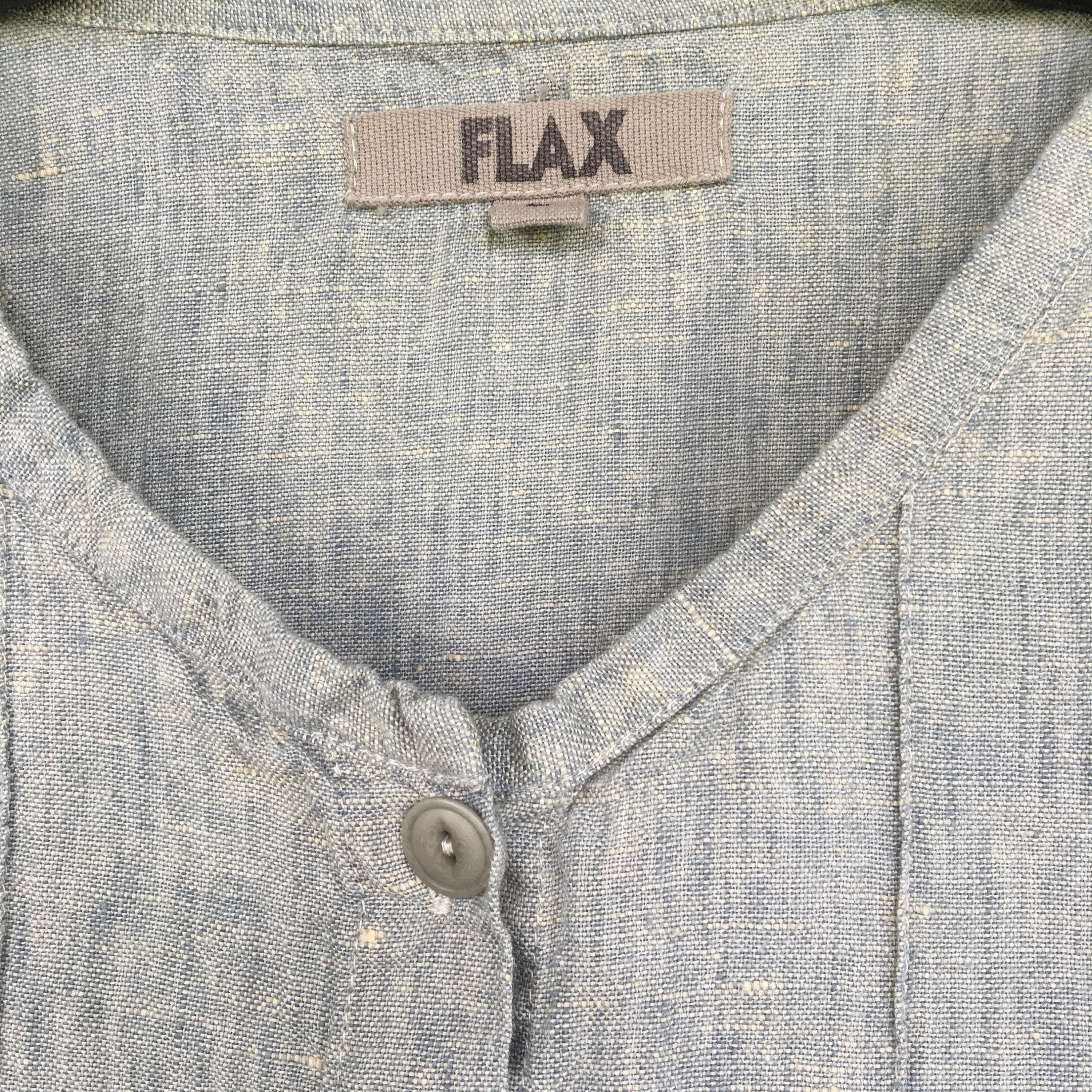 FLAX Engelhart Long Sleeve Tunic Shirt -L- Yarn-Dyed Pale Denim Linen