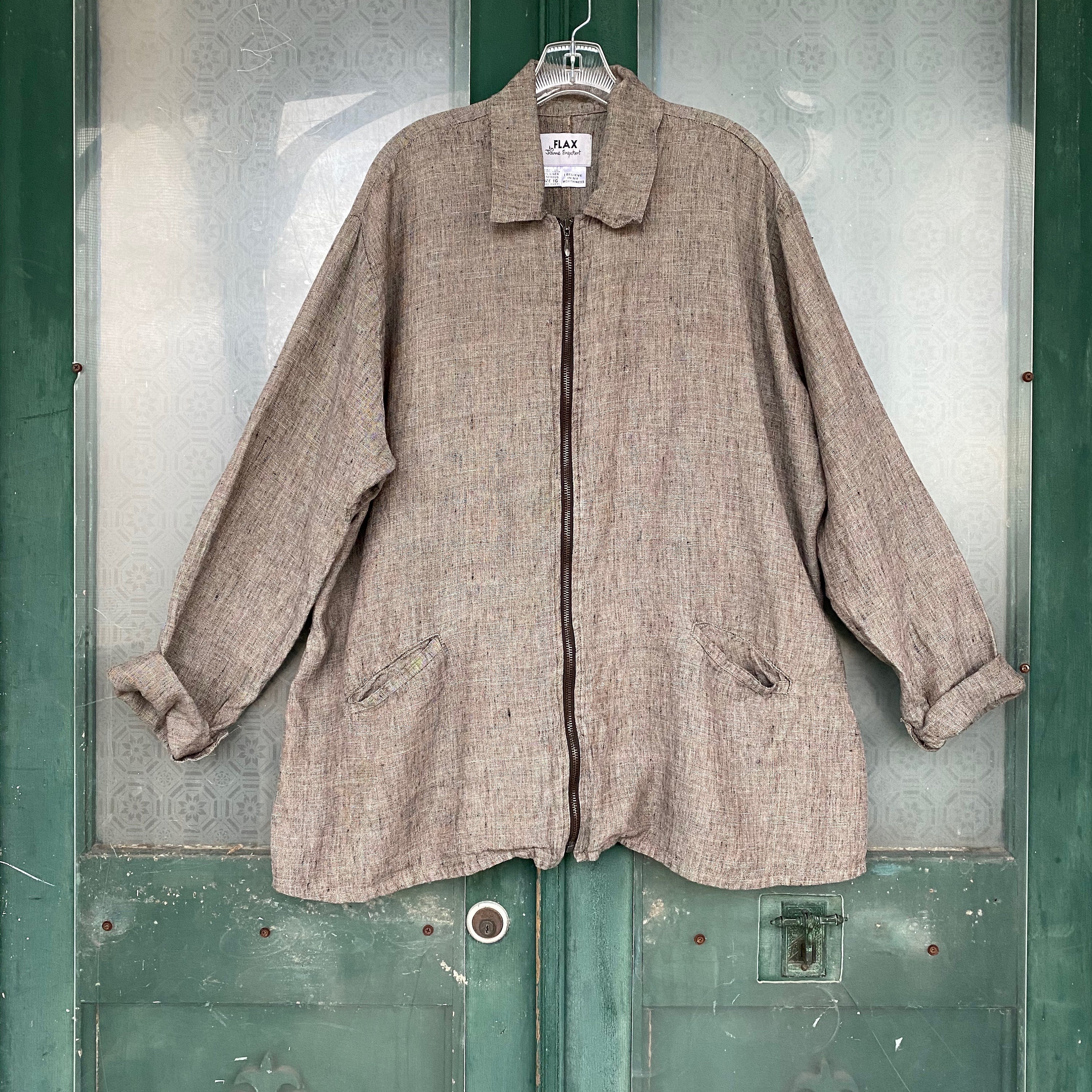 FLAX Basic 2001 Zip Jacket 1G/1X YarnDyed Granite Linen