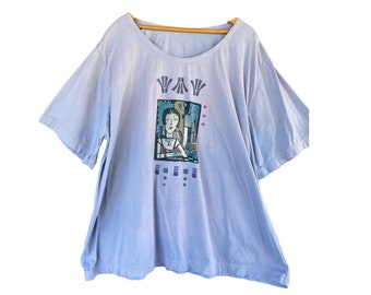 MaxEquations Art Deco Artwear Tunic Tee -OS- Lavender Cotton Jersey