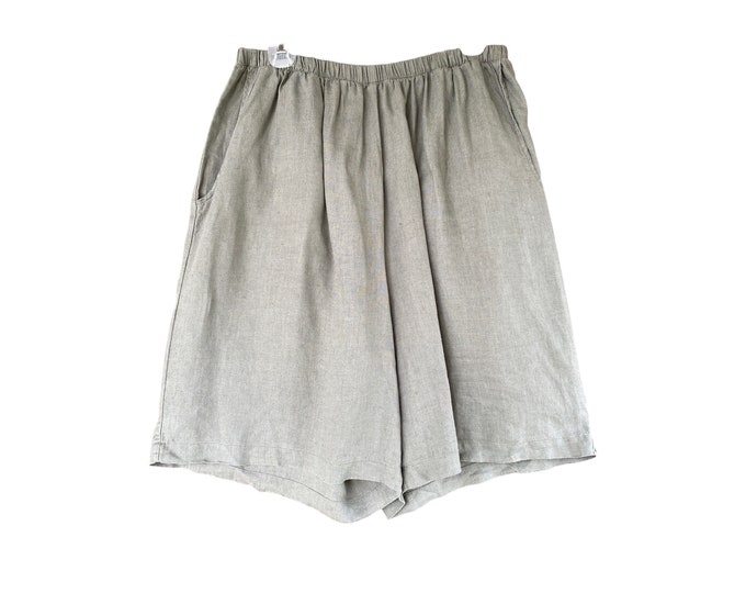 FLAX Shorts -L- Gray/Green Linen