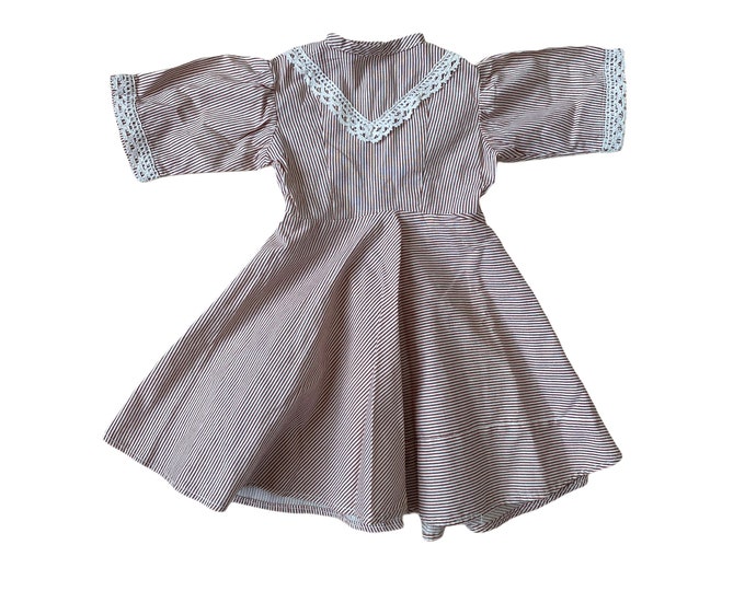 Vintage Cotton Stripe Doll Dress with Circle Skirt 14"