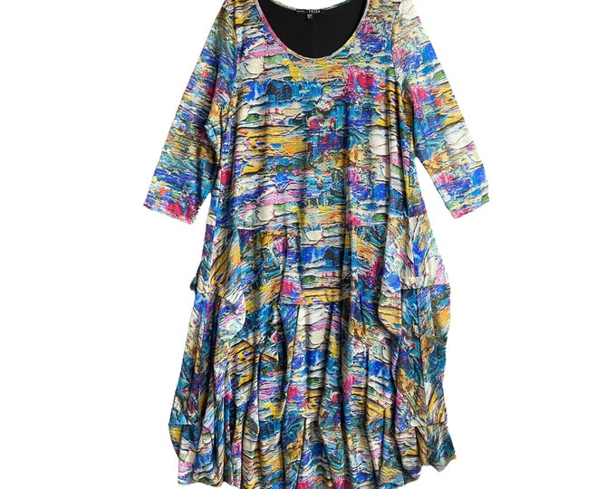 Kozan Dress -XL- Colorful Mesh over Black Slip Layer NWT