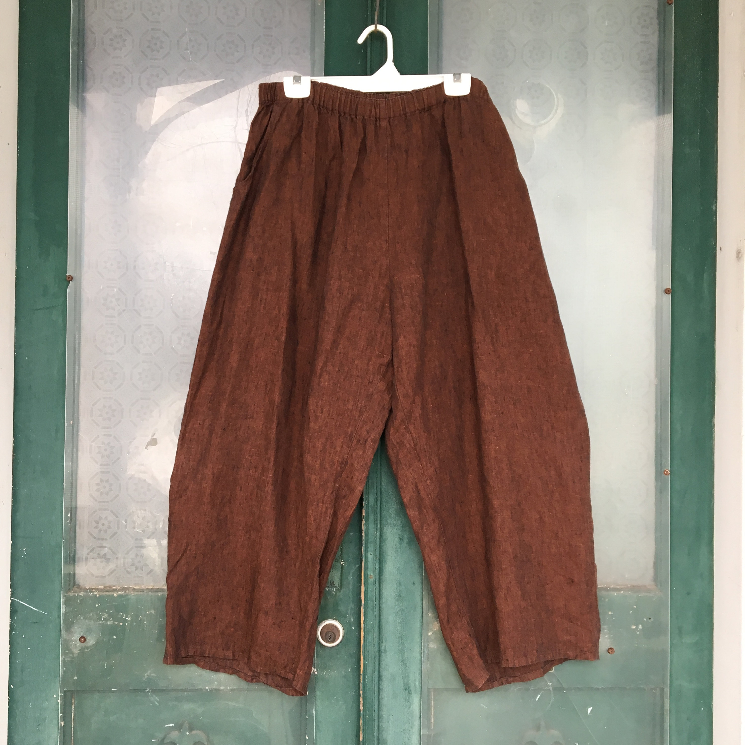 FLAX Engelhart Flood Pants -2G/2X- Yarn-Dyed Brown Linen
