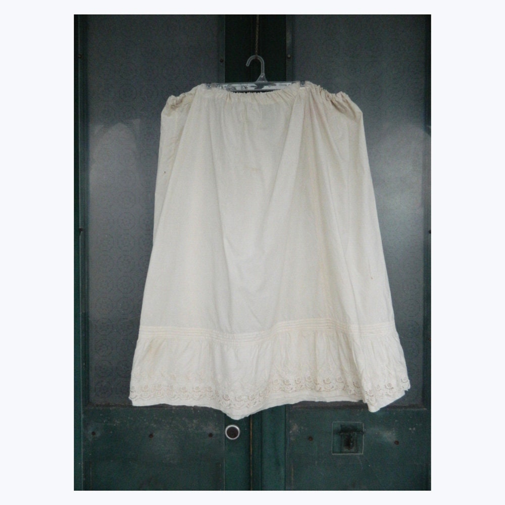 Antique Victorian Edwardian Plus Size White Cotton Petticoat AS IS