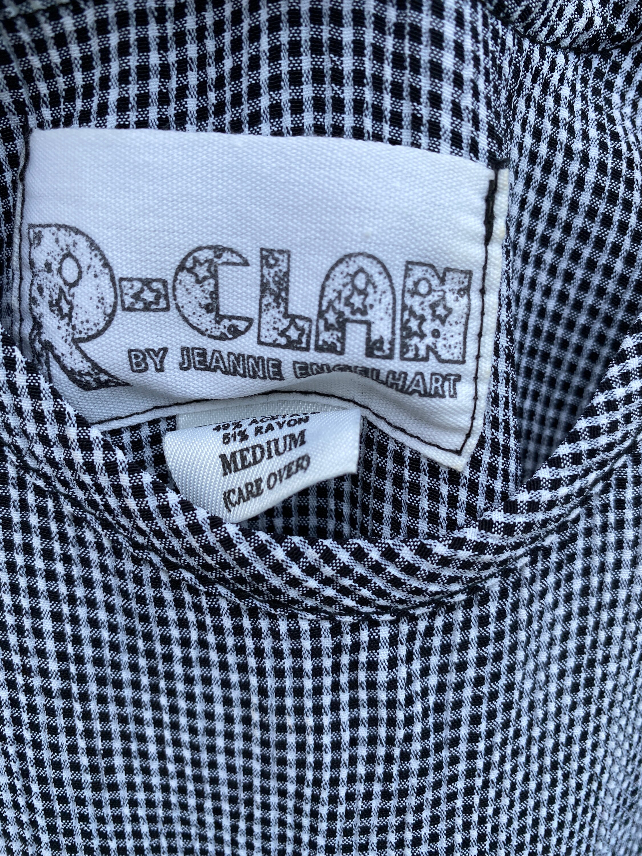 R-CLAN by Jeanne Engelhart Slipster -M- Black/White Check Acetate/Rayon