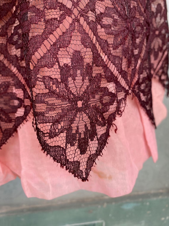 Vintage Koro Black Lace and Pink Petticoat Slip - image 3