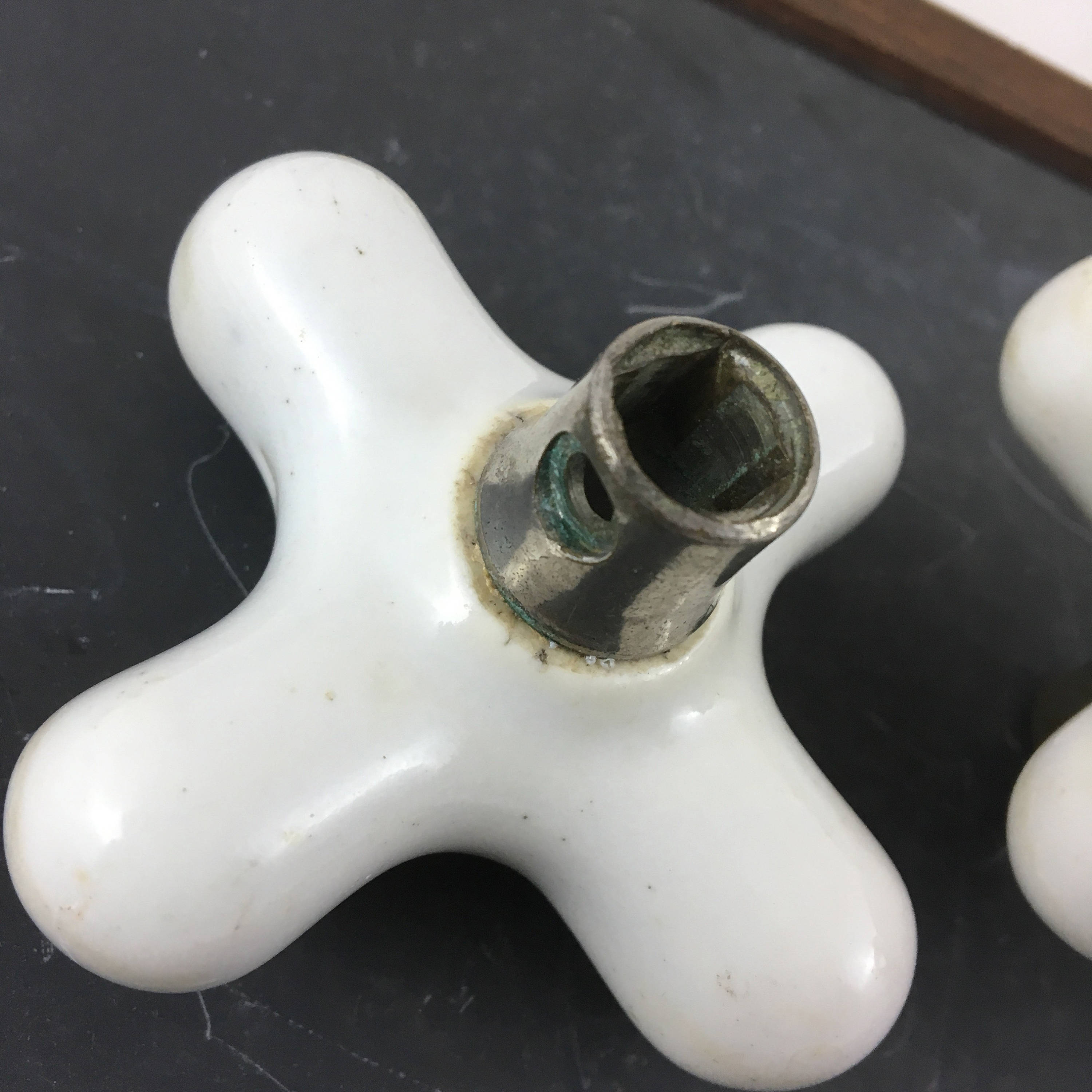Pair of Vintage Porcelain Hot Cold Faucet Handles