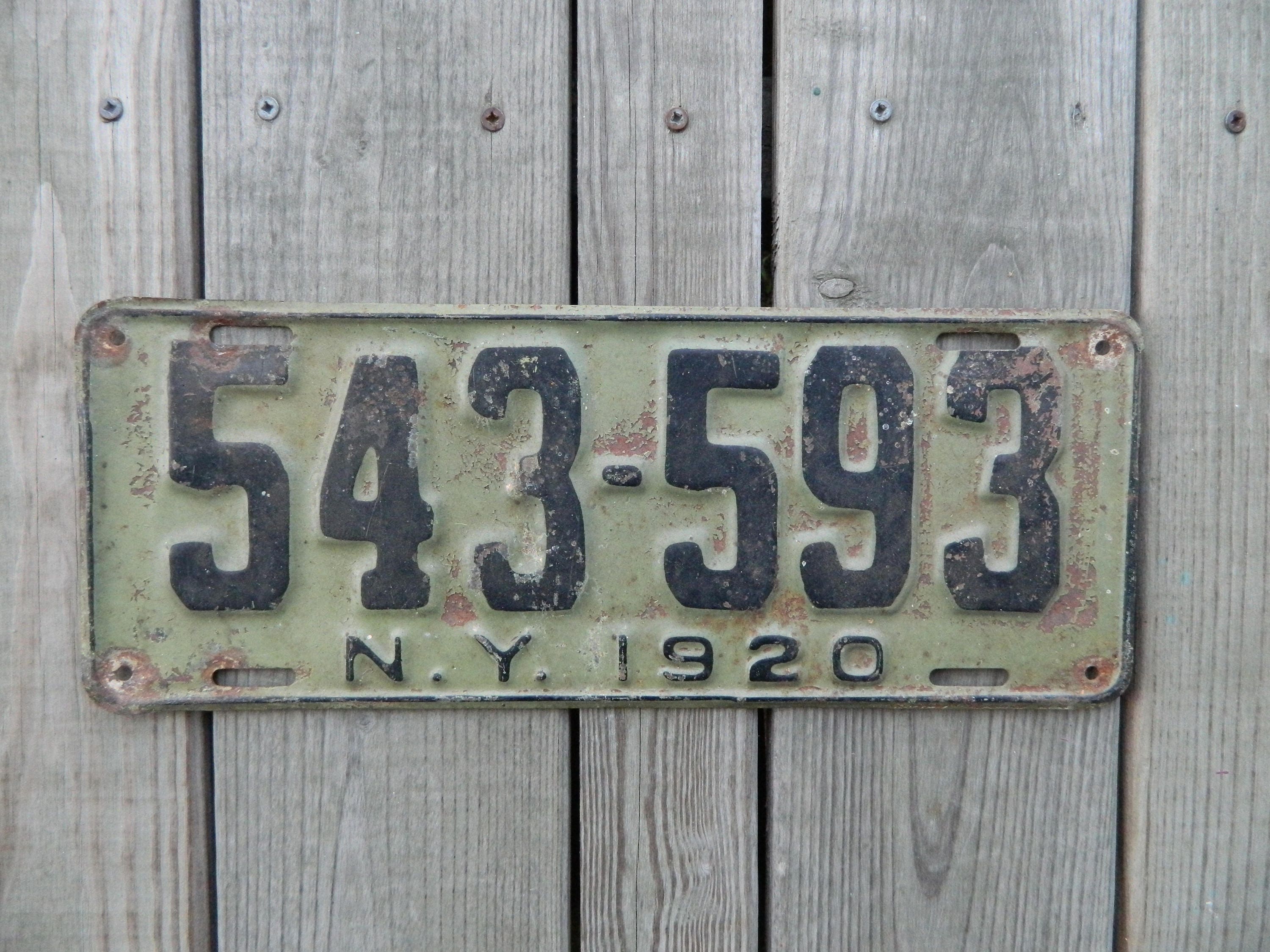 Vintage License Plates NY 1918 1920 1923 Great Colors Choice