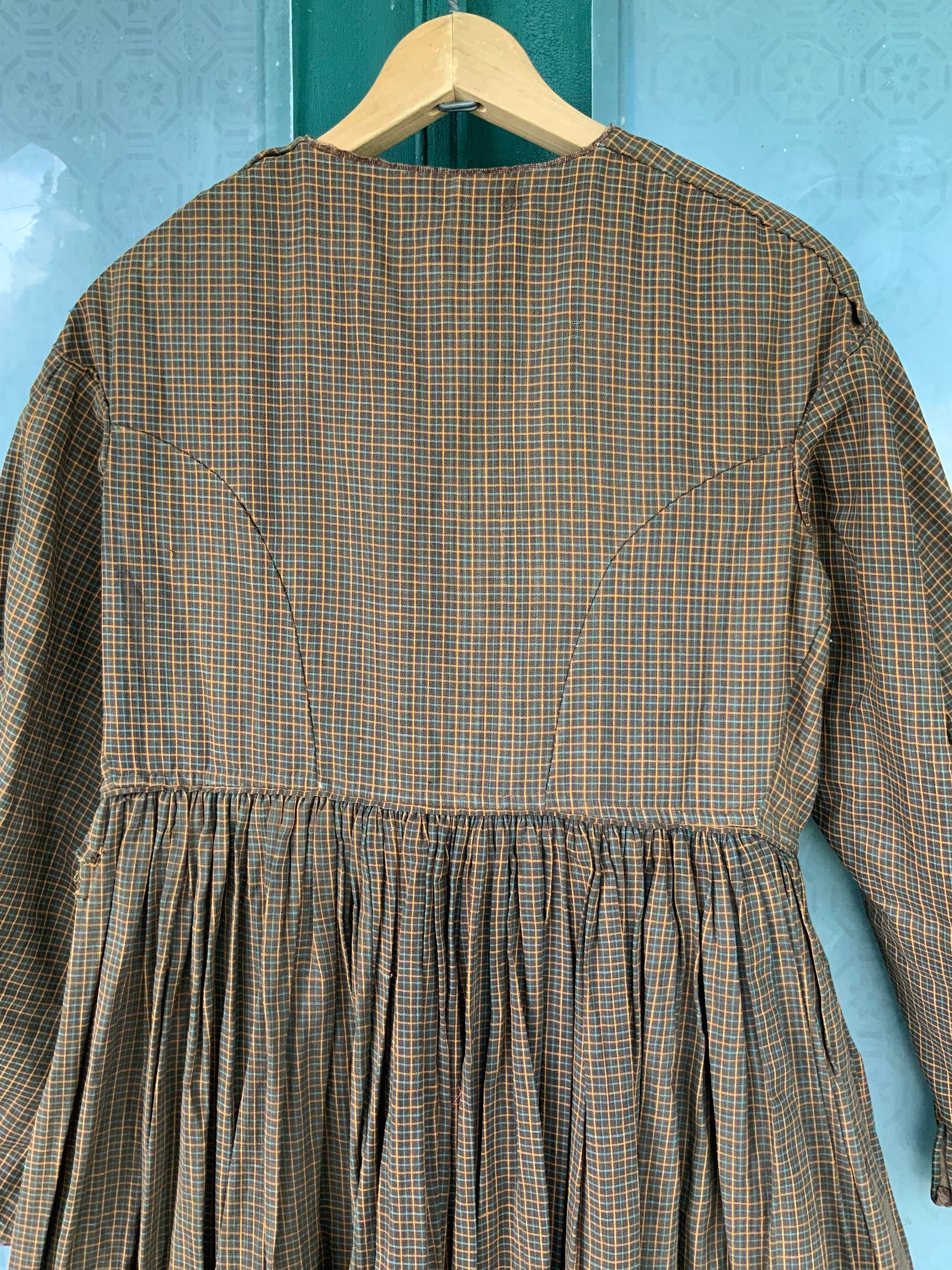 Antique Civil War 1860s Cotton Work Dress