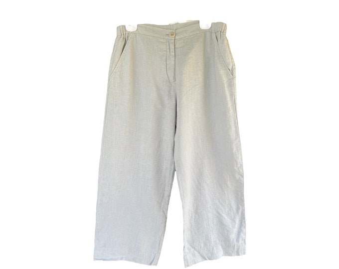 FLAX Cropped Trousers -S- Light Stone Gray Linen