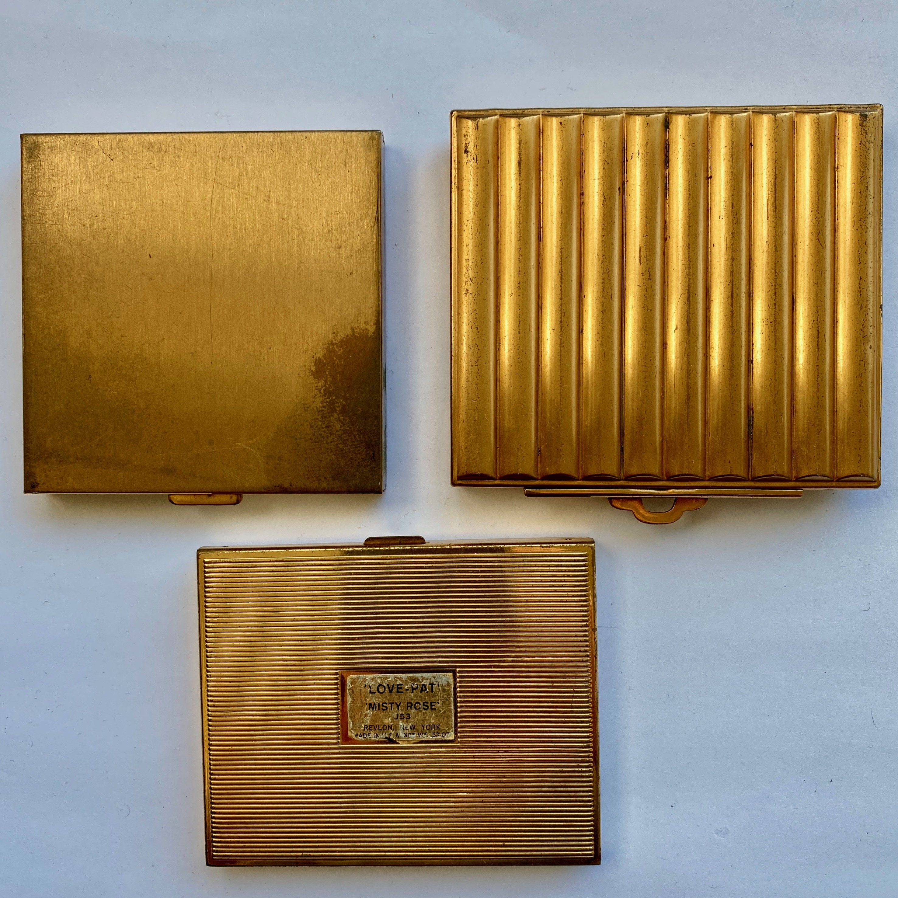 Trio of Vintage Mirror and Powder Compacts by Volupte K and K Revlon