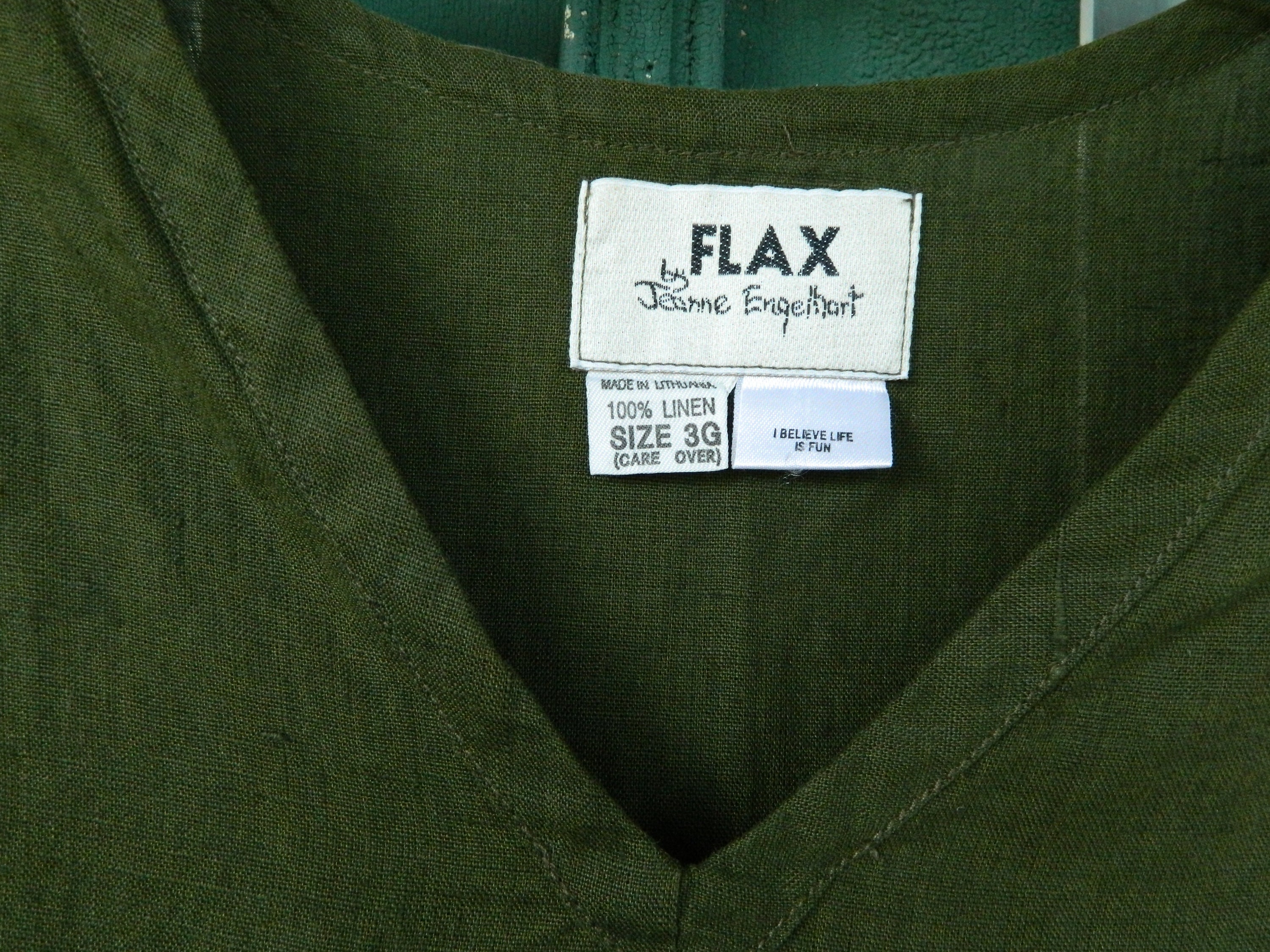 FLAX Basic 1999 Triangle Tank -3G/3X- Evergreen Hank Linen