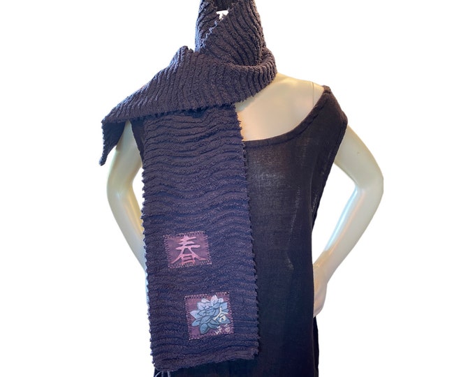 Blue Fish Artwear Dark Purple Chenille Cotton Scarf