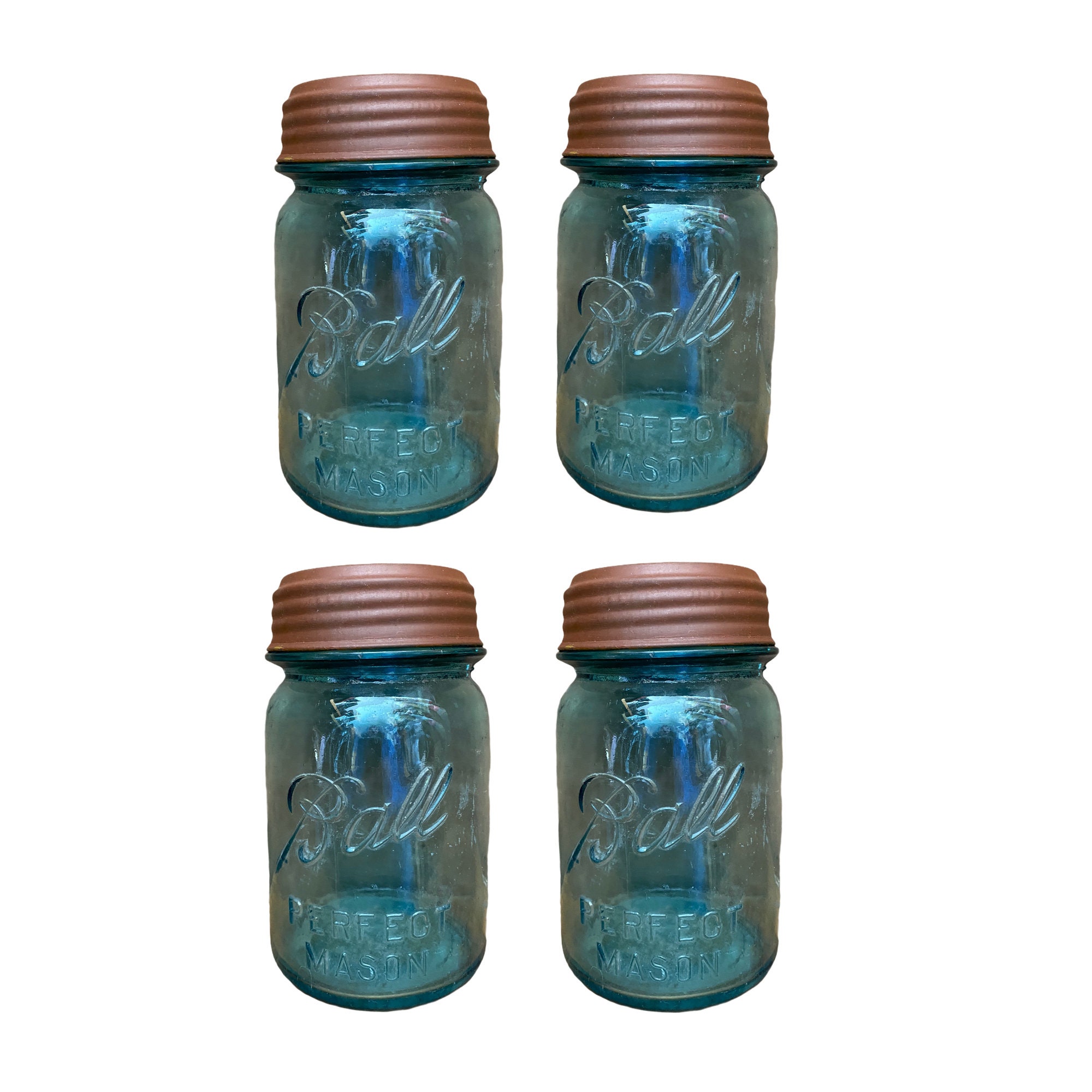 Vintage Reproduction Rusty Zinc Mason Jar Lids 4 Pack