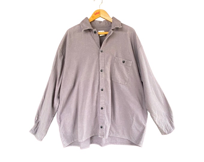 FLAX by Jeanne Engelhart Fall 1995 Long Sleeve Shirt -L- Gray Cotton Flannel