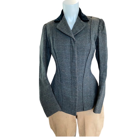 Vintage Women's Wool Riding Jacket With Velvet Collar Etsy