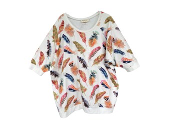 Betsy Olmstead Feather Sweatshirt -O/S- Cotton NWT