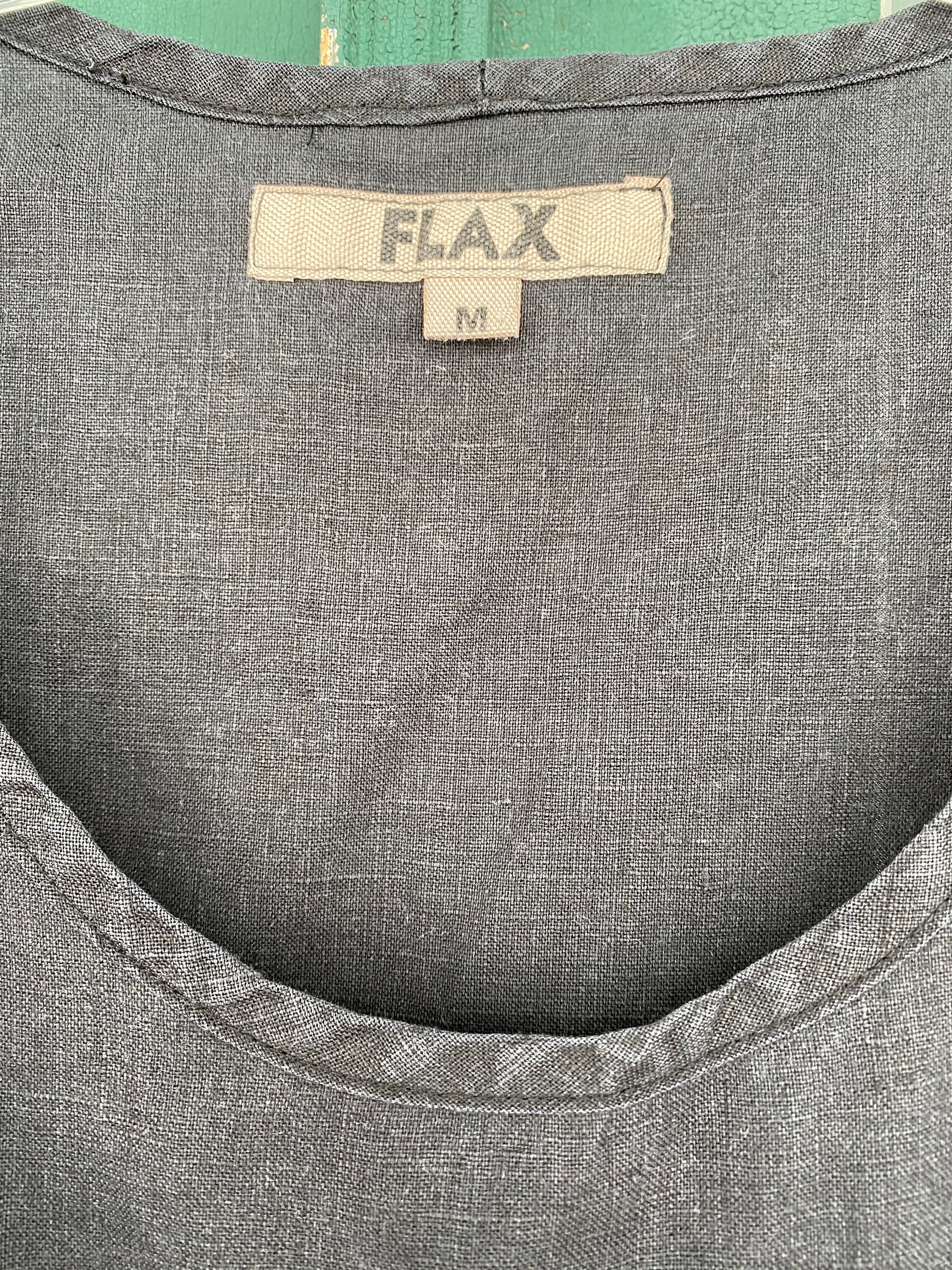 FLAX Designs Sleeveless Pocket Tunic -M- Dark Gray Linen