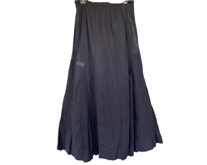 Edwardian Long Black Linen Skirt
