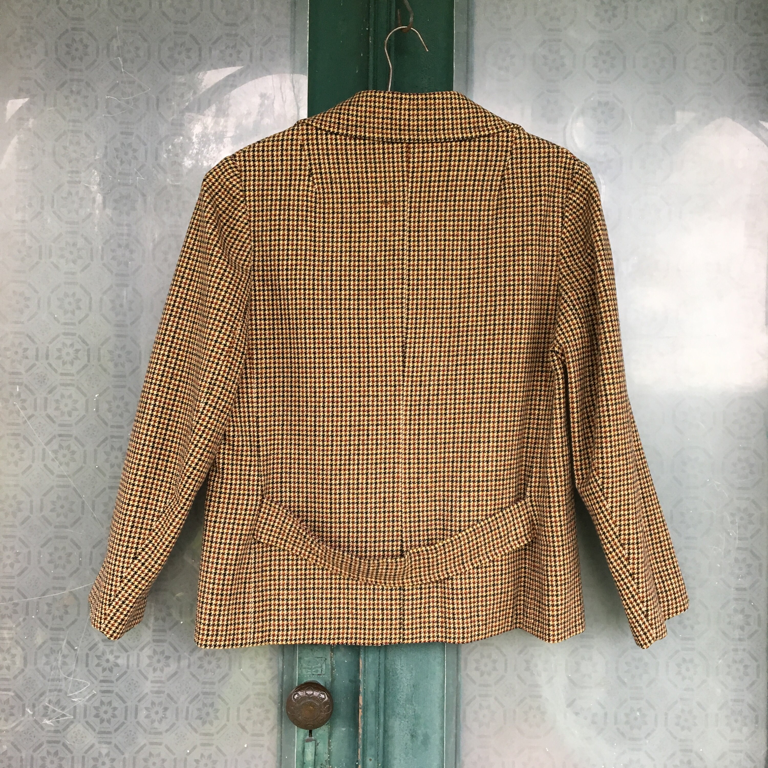Vintage Cordon Lined Houndstooth Womens Wool Jacket