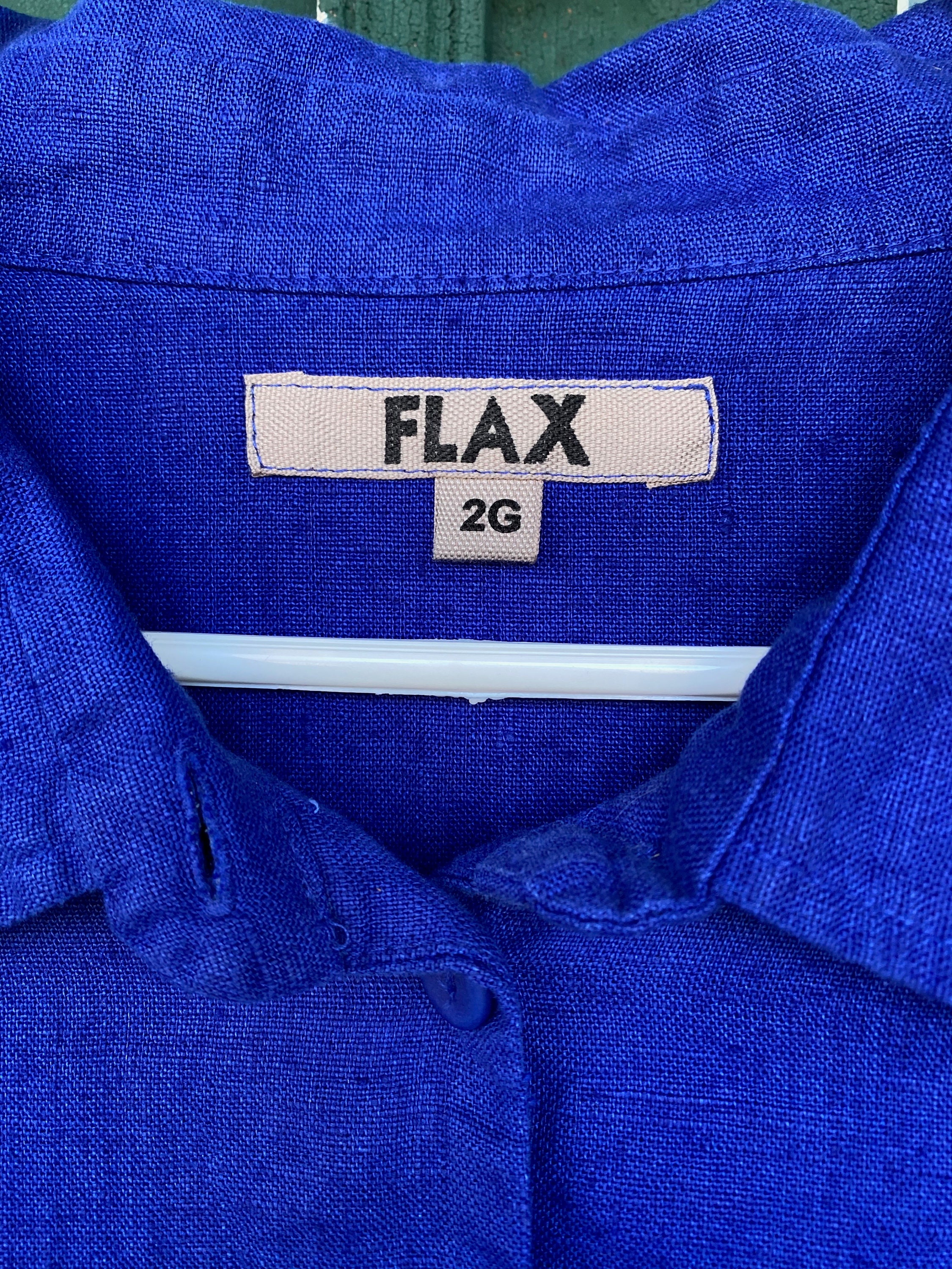 FLAX 3/4 Sleeve Shirt Jacket -2G/2X- Royal Blue Linen