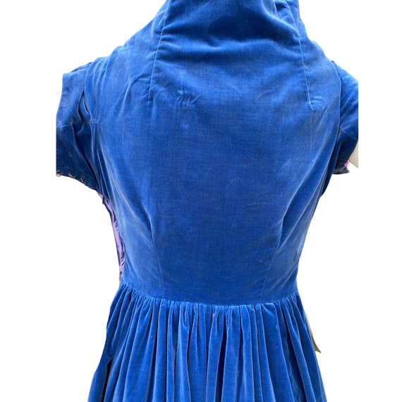 Vintage Blue Velvet Dress - image 7