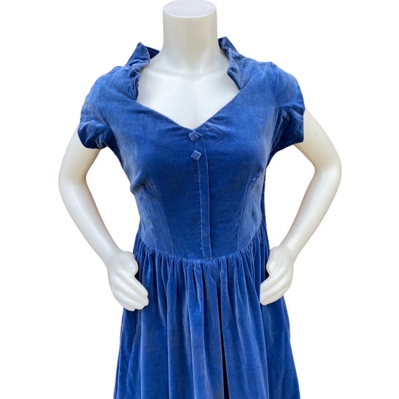 Vintage Blue Velvet Dress - image 2