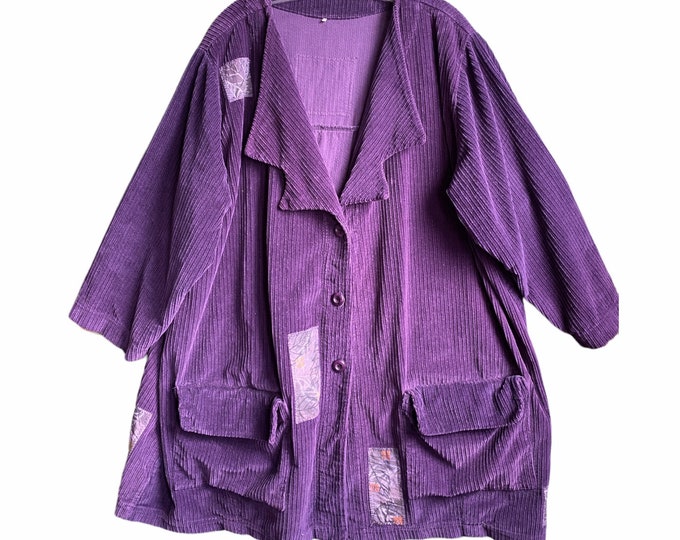 MaxEquations Artwear Jacket -L- Purple Wide Wale Corduroy