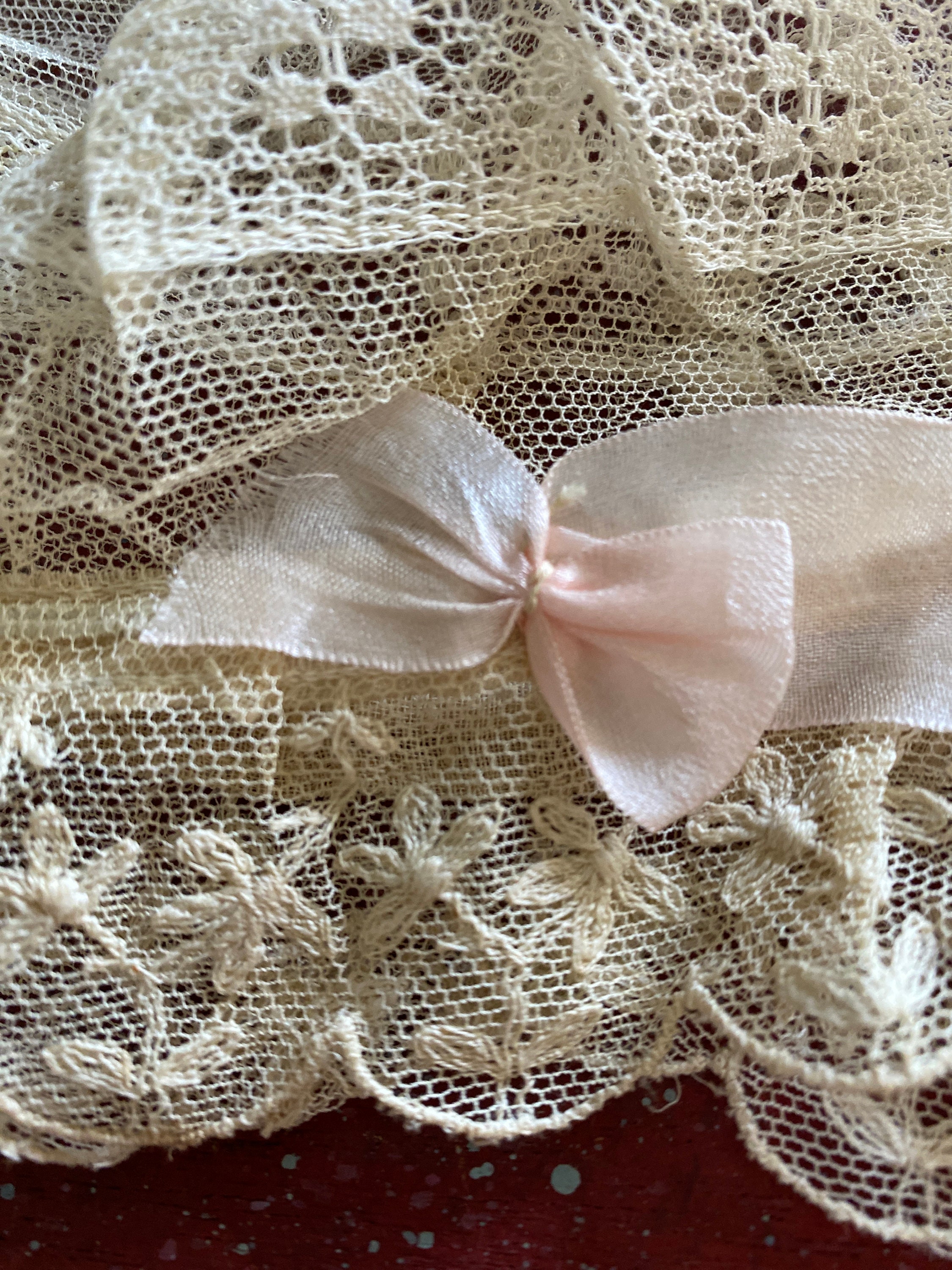 Victorian Pink Silk Satin and Lace Night Cap