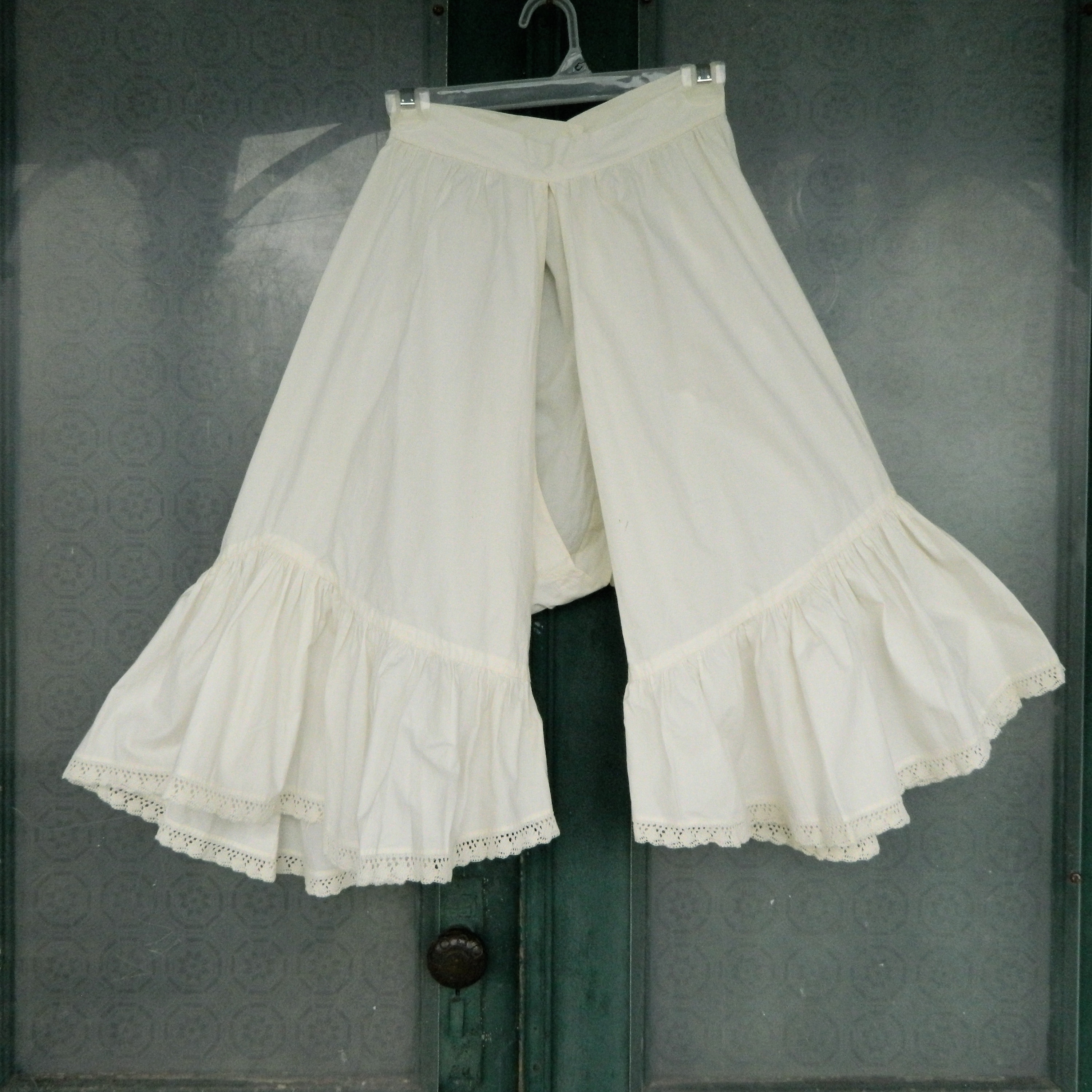 Antique Victorian Split Leg Bloomers in White Cotton