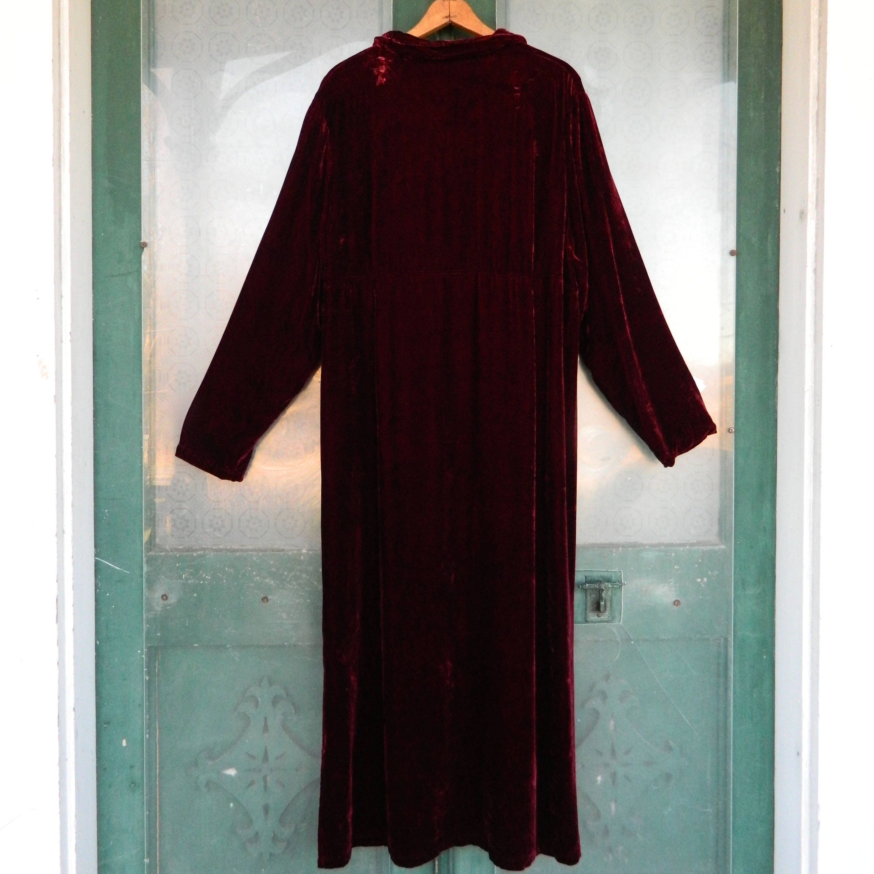 Kiki Lush Velvet Dress -XL- Deep Burgundy Rayon/Silk
