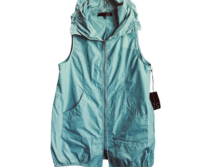 Liv by Habitat Zip Tunic Vest -Various Sizes- Calypso Aqua Windbreaker Poly NWT