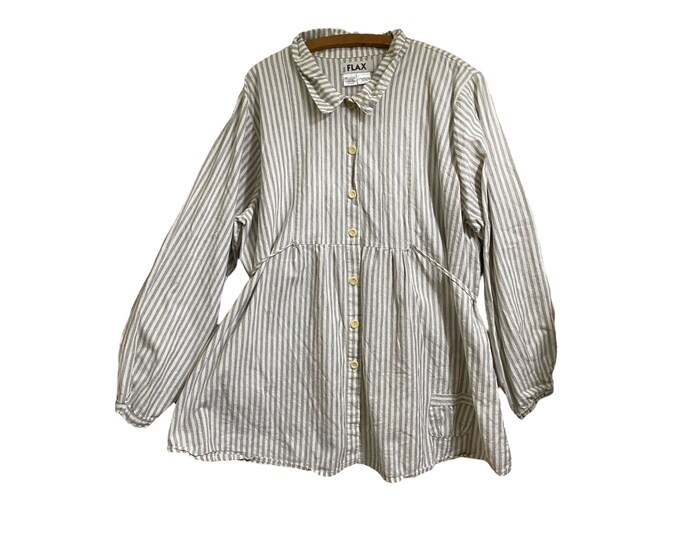 FLAX Organics 2007 Tie Tunic -L- Ash Stripe Cotton