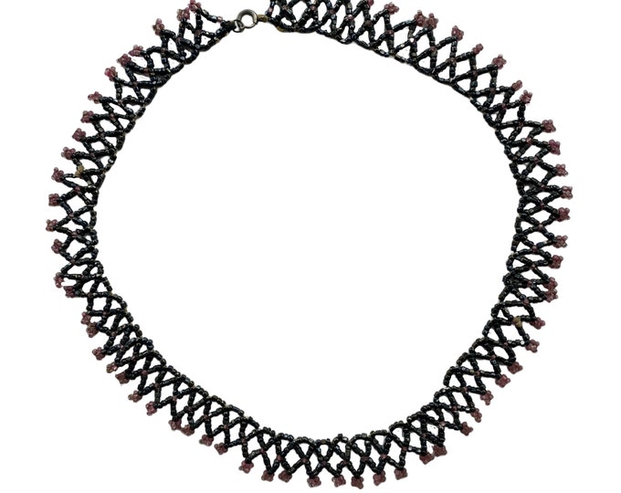 Vintage 1920s Beaded Choker Necklace 17"