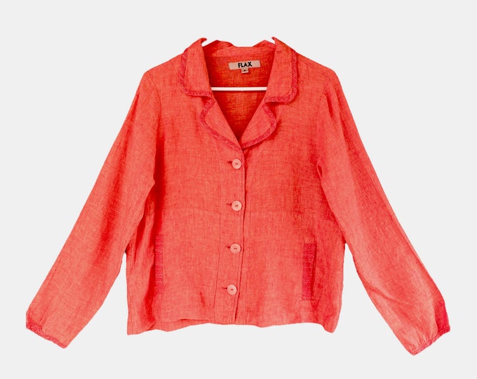 FLAX Boxy Blazer -S- Yarn-Dyed Orange Linen